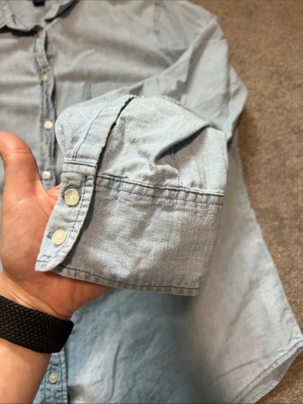 J. Crew Chambray Button Front Long Sleeve Shirt Size Large